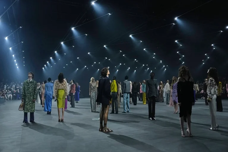 Models wear creations as part of the Valentino Spring/Summer 2026 collection presented in Paris, Sunday, Oct. 5, 2025. (AP Photo/Aurelien Morissard)