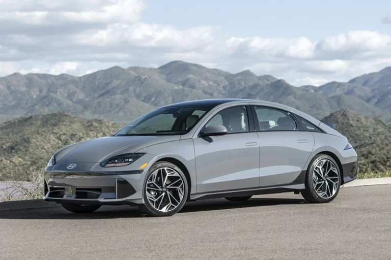 This photo provided by Hyundai shows the 2025 Ioniq 6. The distinctively styled Ioniq 6 is electric and boasts an EPA-estimated range of up to 342 miles. (Courtesy of Hyundai Motor America via AP)