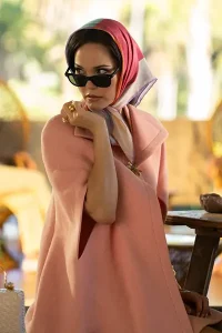 This image released by Apple TV shows Leslie Bibb in a scene from “Palm Royale.” (Erica Parise/Apple TV via AP)