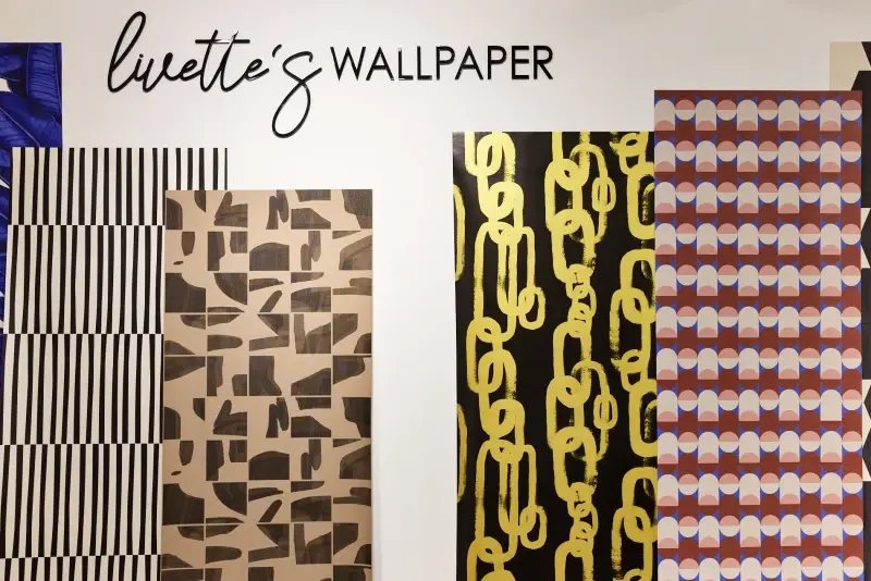 1980s-inspired designs by Livette’s Wallpaper. (Tony Favarula/NeoCon 2025 via AP)